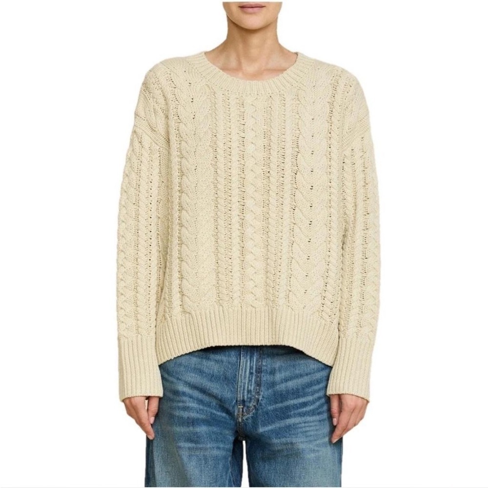 Aritzia Babaton Sweater Cable Knit Chunky Oversized Cream Size 3 (Large) - Picture 2 of 5